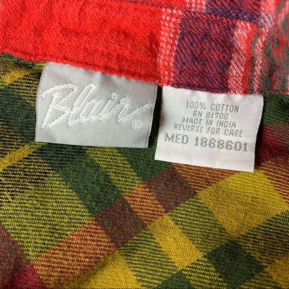 Vintage Plaid Flannel Patchwork Top Cottagecore Retro Rustic Hippie Boho Blair - Picture 10 of 12